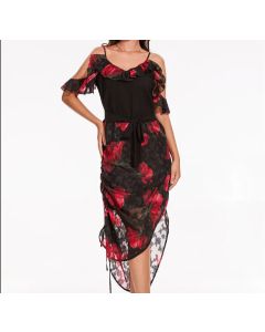 Fashion Patterns Romantic Bold Red Flower Print Dress